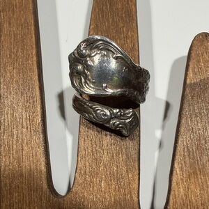 Vintage Sterling Silver Adjustable Spoon Ring Size 4.75